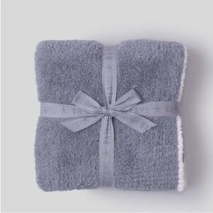 Barefoot Dreams® CozyChic® Moonbeam Pearl Grey & White Throw Blanket 45 x 60 NWT